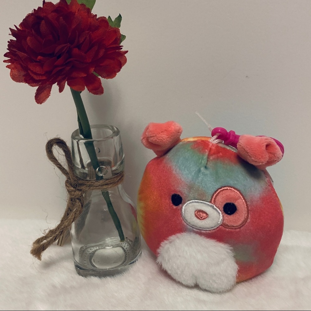 Squishmallow Shena Puppy Dog 🐶, Clip-On, Rainbow Tie Dye 🌈, Furry, 3.5” New